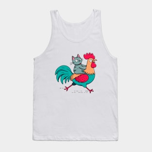 Cat on a Rooster Tank Top